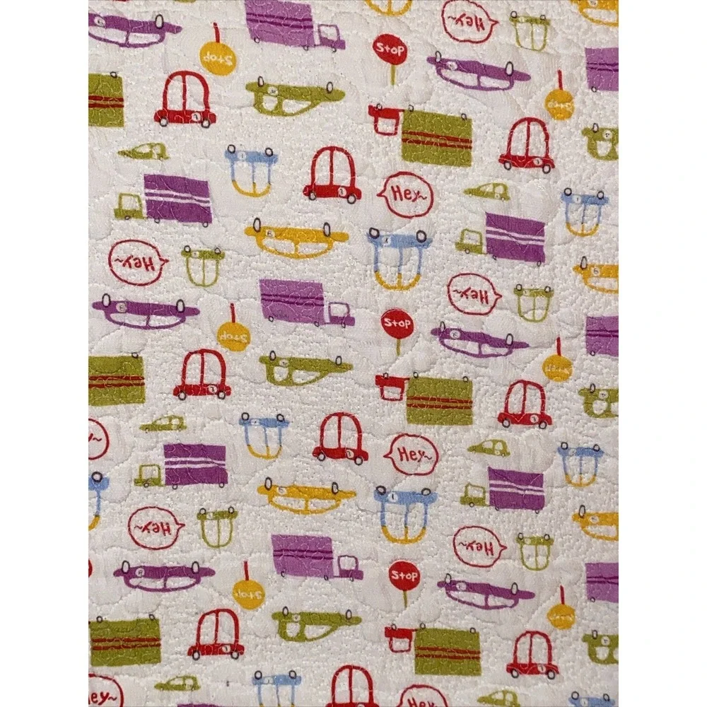 Handmade Baby Quilt Blanket Trucks Cars Cotton Purple Toddler Unique 43 X 38
